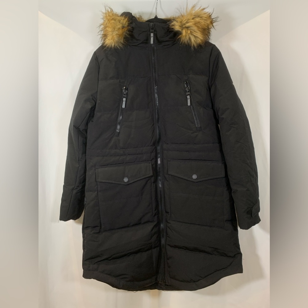 Orolay Womens White Duck Down Jacket Coat Faux Fur Hooded Parka Black Medium M